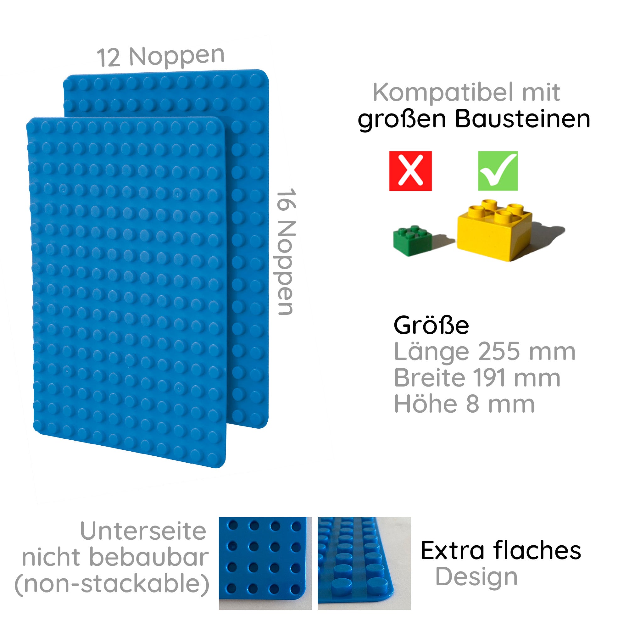 2er Set Bauplatten kompatibel mit z.B. Lego Duplo