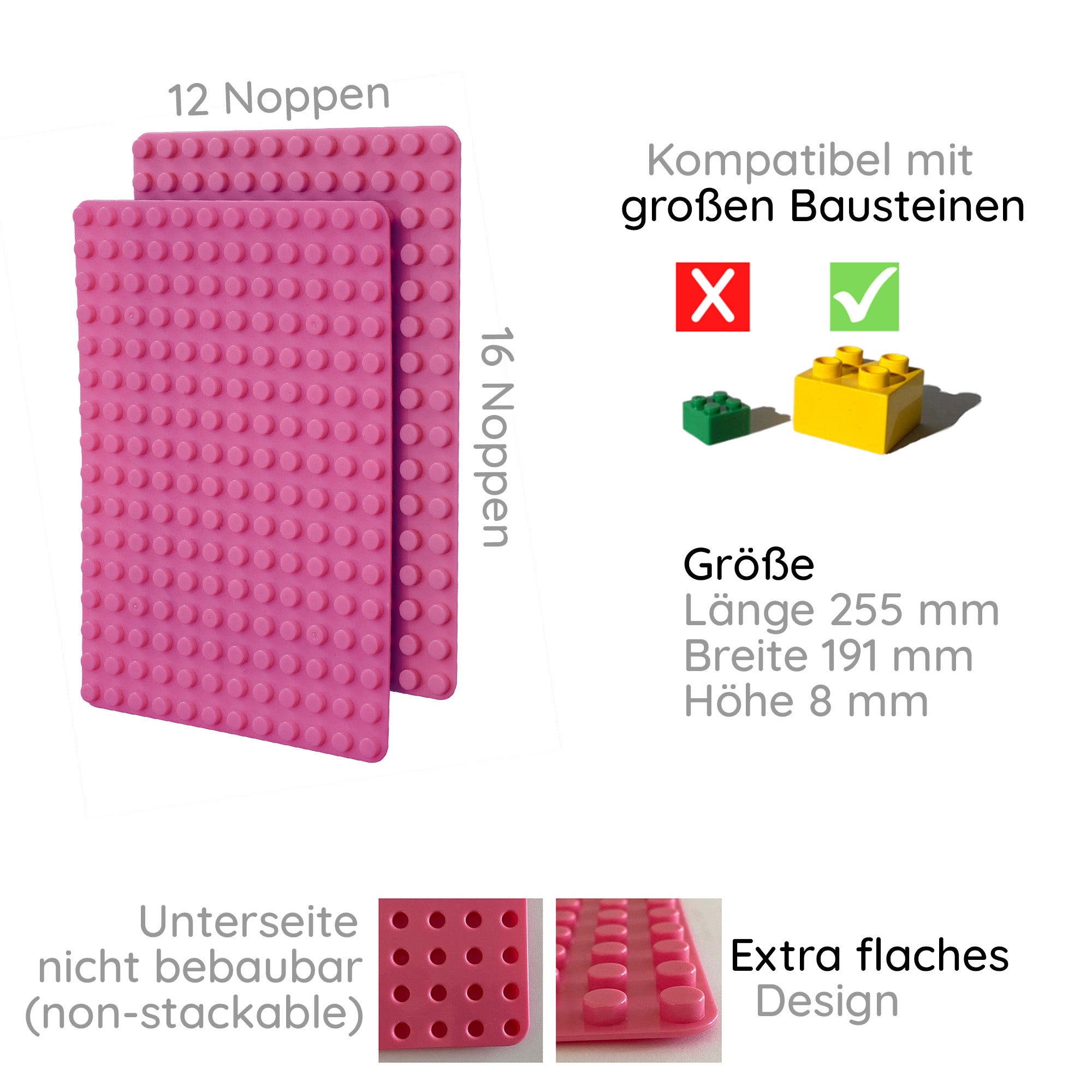 2er Set Bauplatten kompatibel mit z.B. Lego Duplo